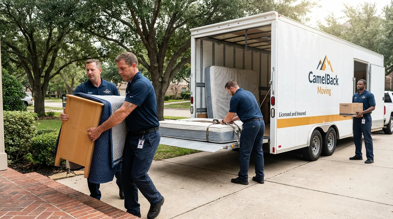 Crew loading residential truck for cross-state move from Shelter Island, NY