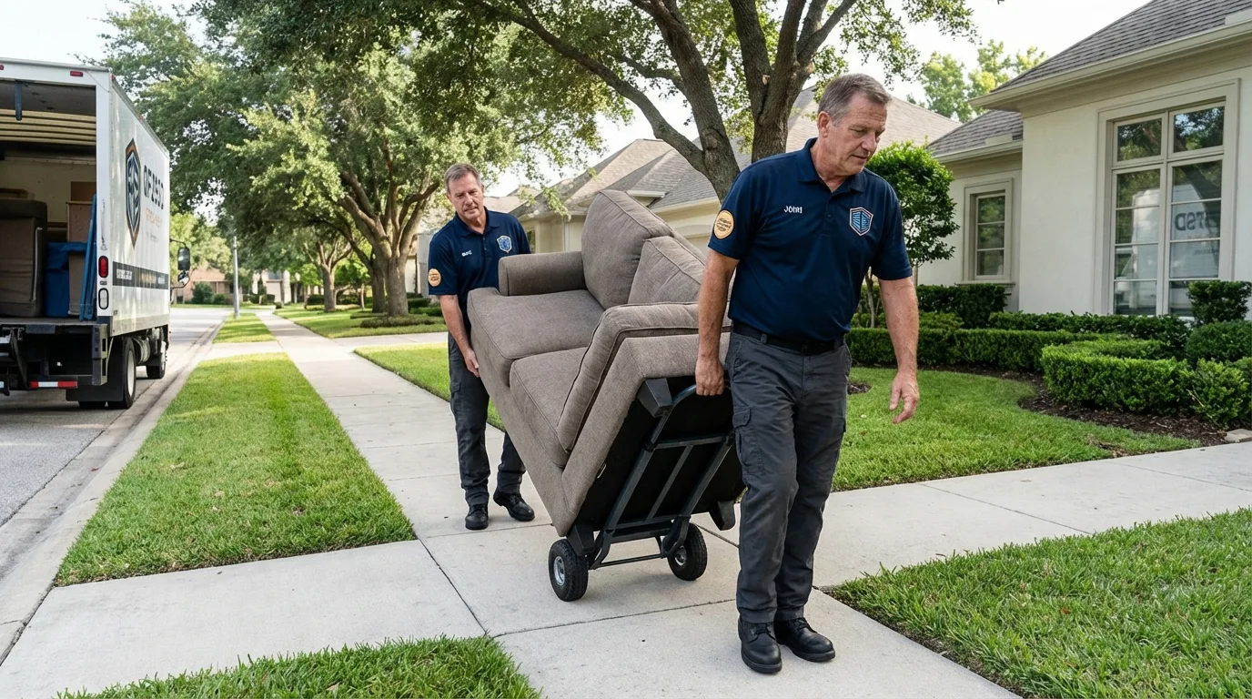Local residential moving crew loading furniture in Shelter Island, NY