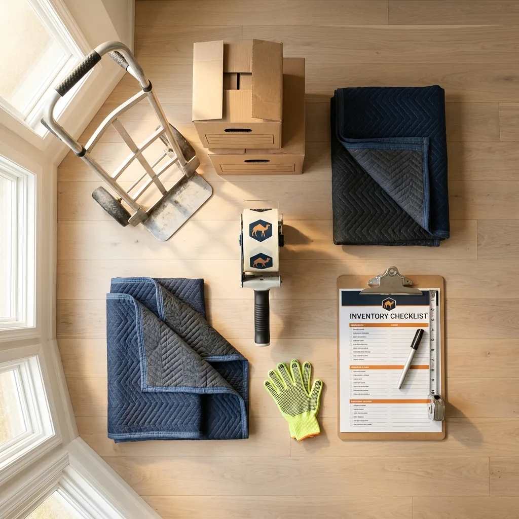 Professional moving supplies and packing materials layout for Shelter Island residential relocations